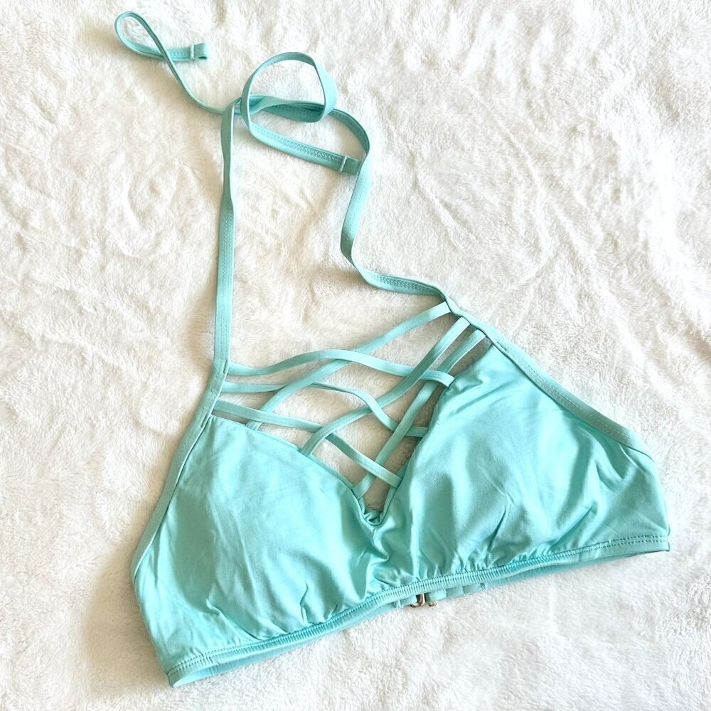 Mossimo Turquoise Blue Strappy Bikini Top - Size Medium